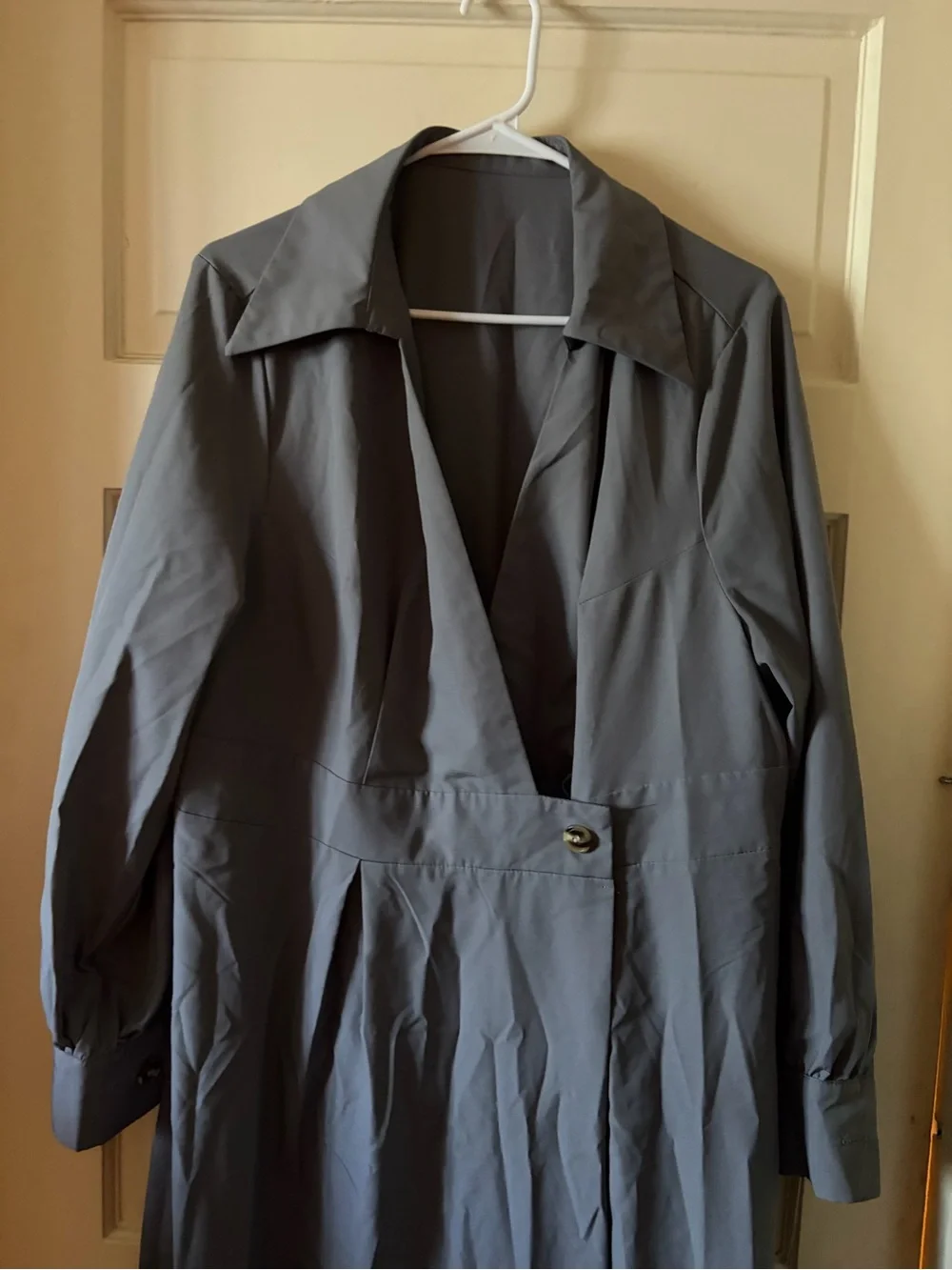 SHEIN Gray Long Sleeve Midi Shirt Dress - Picture 2 of 2